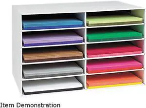 Pacon 001316 Classroom Construction Paper Storage, 10 Slots, 26 7/8 x 16 7/8 x 18 1/2
