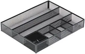 Rolodex 22131 Deep Desk Drawer Organizer, Metal Mesh, Black