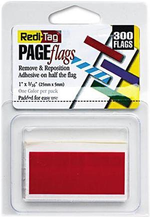 Redi-Tag 20022 Removable/Reusable Page Flags, Red, 300/Pack