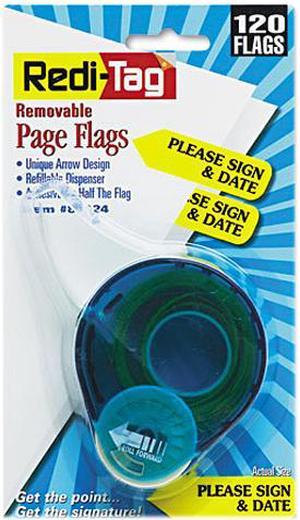 Redi-Tag 81124 Arrow Page Flags in Dispenser, "Please Sign and Date", Yellow, 120 Flags