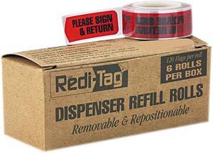 Redi-Tag 91037 Message Arrow Flag Refills, "Please Sign & Return", Red, 6 Rolls of 120 Flags