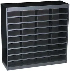 Safco 9221BLR Steel/Fiberboard E-Z Stor Sorter, 36 Sections, 37 1/2 x 12 3/4 x 36 1/2, Black
