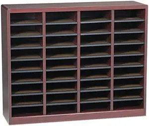 Safco 9321MH Wood/Fiberboard E-Z Stor Sorter, 36 Sections, 40 x 11 3/4 x 32 1/2, Mahogany