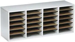 Safco 9423GR Wood/Laminate Literature Sorter, 24 Sections, 39 3/8 x 11 3/4 x 16 3/8, Gray