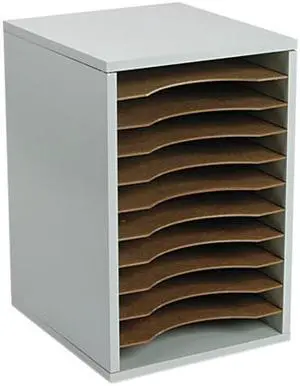 Safco 9419GR Wood Vertical Desktop Literature Sorter, 11 Sections 10 5/8 x 11 7/8 x 16, Gray