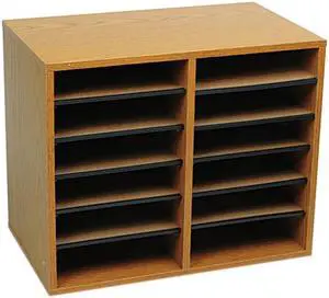 Safco 9420MO Wood/Fiberboard Literature Sorter, 12 Sections, 19 5/8 x 11 7/8 x 16 1/8, Oak