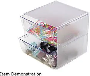 deflect-o 2 Drawer Cube Organizer, Clear Plastic, 6 x 6 x 7 7/25