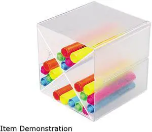 deflect-o Desk Cube w/X Dividers, Clear Plastic, 6 x 6 x 6