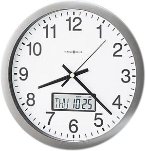 Howard Miller 625-195 Chronicle Wall Clock with LCD Inset, 14in, Gray