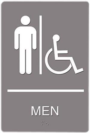 Headline Sign 4815 ADA Sign, Men Restroom Wheelchair Accessible Symbol, Molded Plastic, 6 x 9, Gray