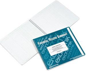 Ekonomik R EKOR SWirebound Check Register Accounting System, 8 3/4 x 10, 40-Page Book