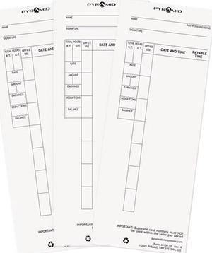 Pyramid Technologies 4410010 Time Card for Model 4000 Payroll Recorder, 3-1/2 x 8-1/2, 100/Pack