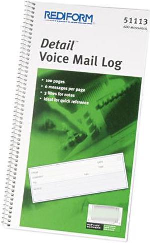 Rediform 51113 Voice Mail Wirebound Log Books, 5-5/8 x 10-5/8, 600 Sets/Book