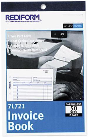 Rediform 7L721 Invoice Book, 5-1/2 x 7-7/8, Carbonless Duplicate, 50 Sets/Book