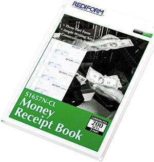 Rediform S1657NCL Hardcover Numbered Money Receipt Book, 6 7/8 x 2 3/4, Three-Part, 200 Forms