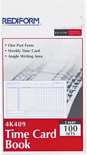 Rediform 4K409 Employee Time Card, Weekly, 4-1/4 x 7, 100/Pad