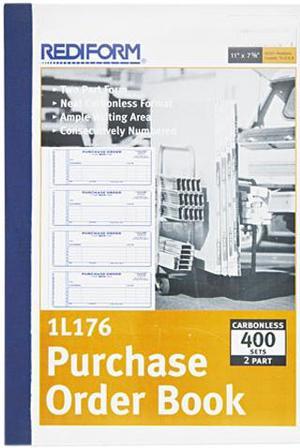 Rediform 1L176 Purchase Order Book, 7 x 2 3/4, Two-Part Carbonless, 400 Sets / book