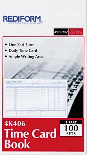 Rediform 4K406 Employee Time Card, Daily, Two-Sided, 4-1/4 x 7, 100/Pad