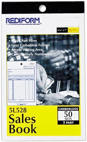 Rediform 5L528 Sales Book, 4 1/4 x 6 3/8, Carbonless Triplicate, 50 Sets / book