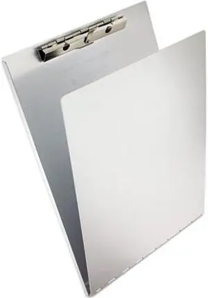 Saunders 12017 Aluminum Clipboard w/Writing Plate, 3/8" Capacity, Holds 8-1/2w x 12h, Silver