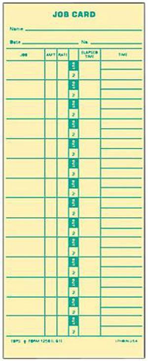 Tops 1258 Time Card for Cincinnati, Lathem, Simplex, Job Card, 1-Sided, 3-1/2 x 9, 500/Box