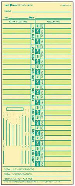 Tops 1275 Time Card for Lathem, Bi-Weekly, Two-Sided, 3-1/2 x 9, 500/Box