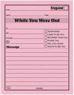 Tops 3002-P Important Message Pad, One-Sided, 4-1/4 x 5-1/2, 50/Pad, Dozen