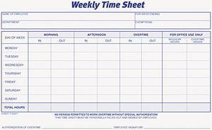 Tops 30071 Weekly Time Sheets, 5-1/2 x 8-1/2, 100/Pad, 2/Pack