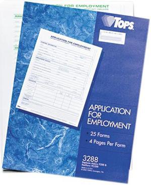 Tops 3288 Comprehensive Employee Application Form, 8-1/2 x 11, 25 Forms