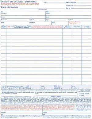 Tops 3847 Snap-Off Bill of Lading,16-Line, 8-1/2 x 11, Four-Part Carbonless, 50 Forms