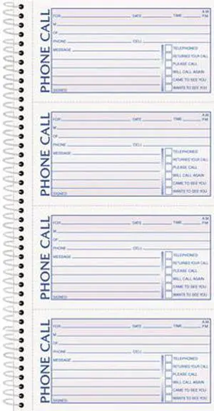 Tops 4003 Spiralbound Message Book, 2-3/4 x 5, Two-Part Carbonless, 400/Book