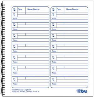 Tops 44165 Voice Mail Log Book, 8-1/2 X 8-1/4, 1,400-Message Book