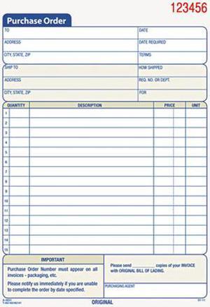 Tops 46140 Purchase Order Book, 5-1/2 x 7-7/8, Two-Part Carbonless, 50 Sets/Book