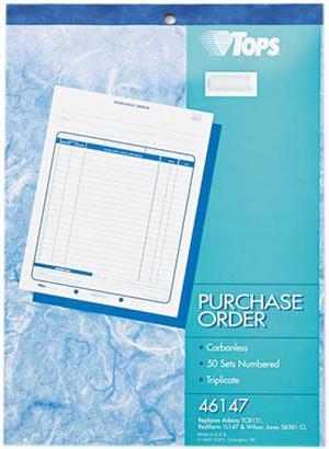 Tops 46147 Purchase Order Book, 3-Part, Carbonless, 50 ST/BK