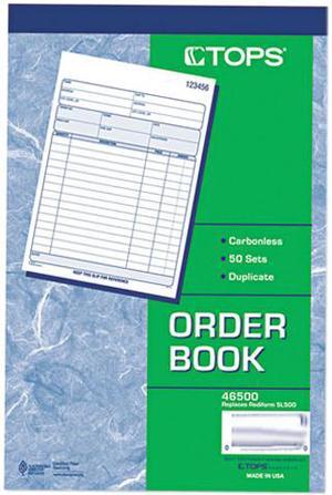 Tops 46500 Sales Order Book, 5-1/2 x 7-7/8, Two-Part Carbonless, 50 Sets/Book