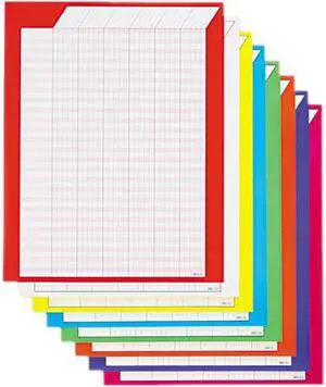 Vertical Incentive Chart Pack, 22w x 28h, 8 Assorted Colors, 8/Pack