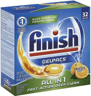 FINISH 51700-81053 Dish Detergent Gelpacs, Orange Scent, 32/Box