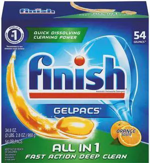 FINISH 51700-81181 Dish Detergent Gelpacs, Orange Scent, 54/Box