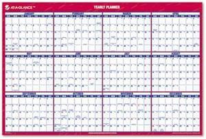 AT-A-GLANCE PM26-28 Recycled Vertical/Horizontal Erasable Wall Planner, 24" x 36"