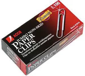 Acco 72510 Nonskid Premium Paper Clips, Wire, Jumbo, Silver, 100/Box, 10 Boxes/Pack