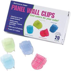 Advantus 75307 Fabric Panel Wall Clips, Standard Size, Assorted Cool Colors, 20/Pack
