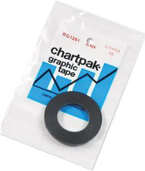 Chartpak BG1251 Graphic Chart Tape, 1/8" x 9 yards, Glossy Black