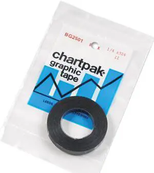 Chartpak BG2501 Graphic Chart Tape, 1/4" x 324", Glossy Black