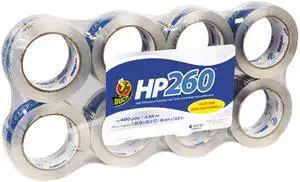 Duck 00-07424 Carton Sealing Tape, 1.88" x 60 yards, 3" Core, Clear, 8/Pack
