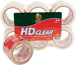 Duck 00-07496 Heavy-Duty Carton Packaging Tape, 3" x 55 yards, Clear, 6/Pack