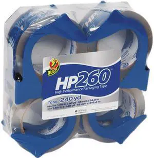 Duck 00-07725 HP260 Packaging Tape w/Dispenser, 1.88" x 60 yard, 3" Core, 4/Pack
