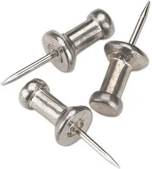 GEM CPAL3 Aluminum Head Push Pins, Aluminum, Silver, 3/8", 100/Box
