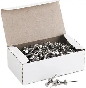 GEM CPAL5 Aluminum Head Push Pins, Aluminum, Silver, 5/8", 100/Box