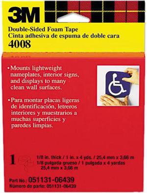 Scotch 4008 Foam Mounting Double-Sided Tape, 1 Wide x 144 Long