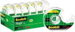 Scotch 6122 Magic Office Tape & Refillable Dispenser, 3/4" x 650", Clear, 6/Pack